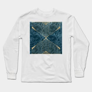 Art Deco Duck Blue Velvet Long Sleeve T-Shirt